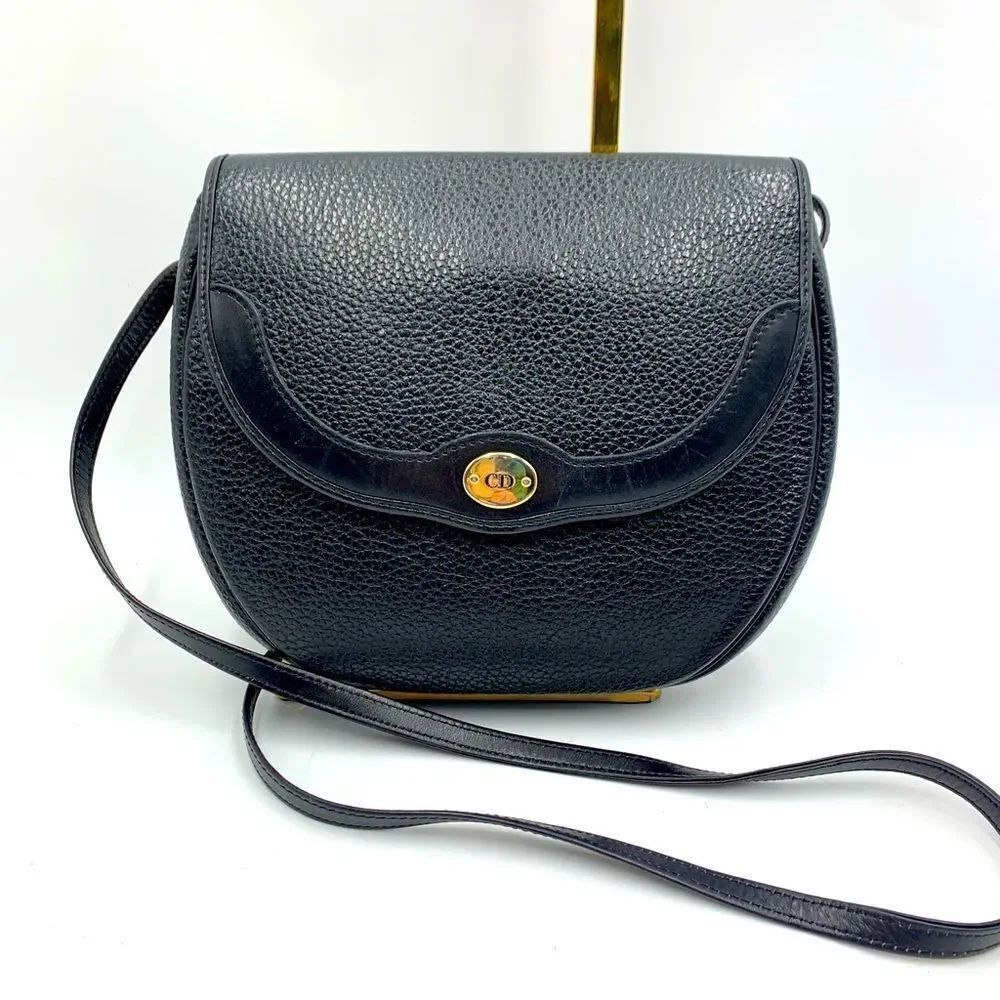 Auth Christian Dior Very Vintage Black Pouchette Crossbody Shoulder Bag Preloved